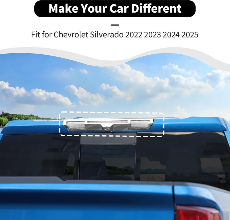 HTHE High Mount Brake Light Cover Trim Compatible with Chevrolet Silverado 2022 2023 2024 2025 Exterior Accessory ABS 3ps(Bright Color) - Image 3